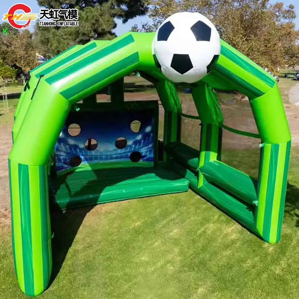 業務用インフレータブルサッカーゴールスポーツゲーム、カスタムメイドインフレータブルサッカーシュートアウトカーニバルゲームおもちゃ販売中