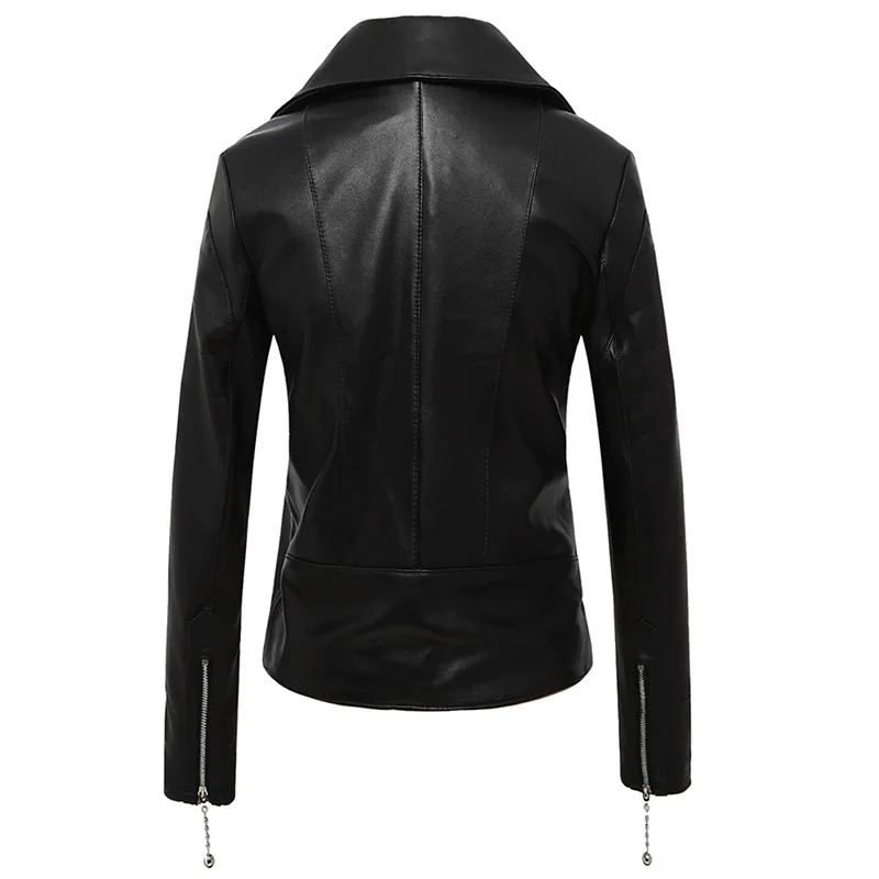 Abrigos de piel de oveja 100% Natural para mujer, chaqueta de motocicleta corta delgada a la moda, chaquetas de cuero de oveja Real