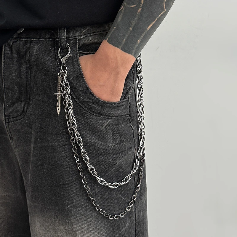 HipHop Goth Creative Pendant Keychain Waist Belt Men Women Vintage Wallet Trouser Hipster Jeans Chain Jewelry〔CC55〕