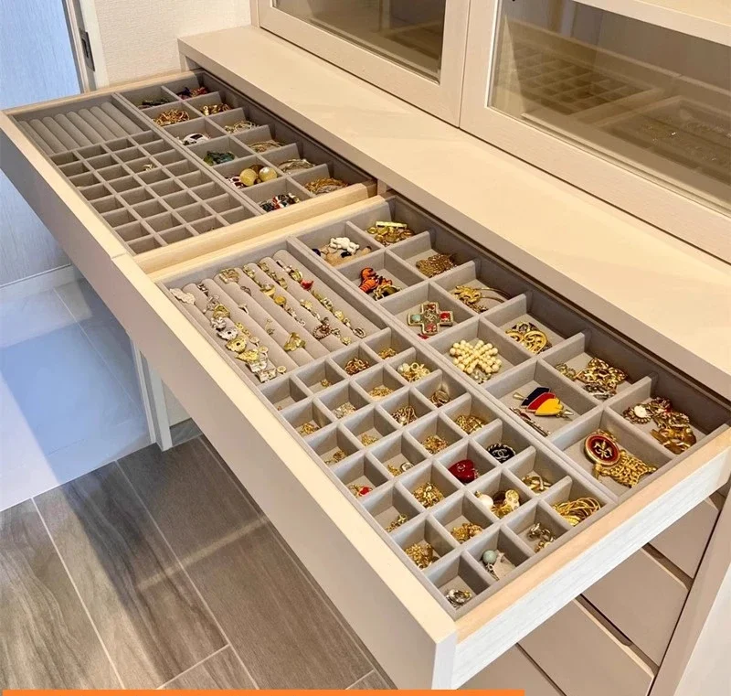 Özel pazen çekmece takı saklama kutusu tepsisi dresser takı kolye yüzük ekran iç bölme tepsisi masif ahşap