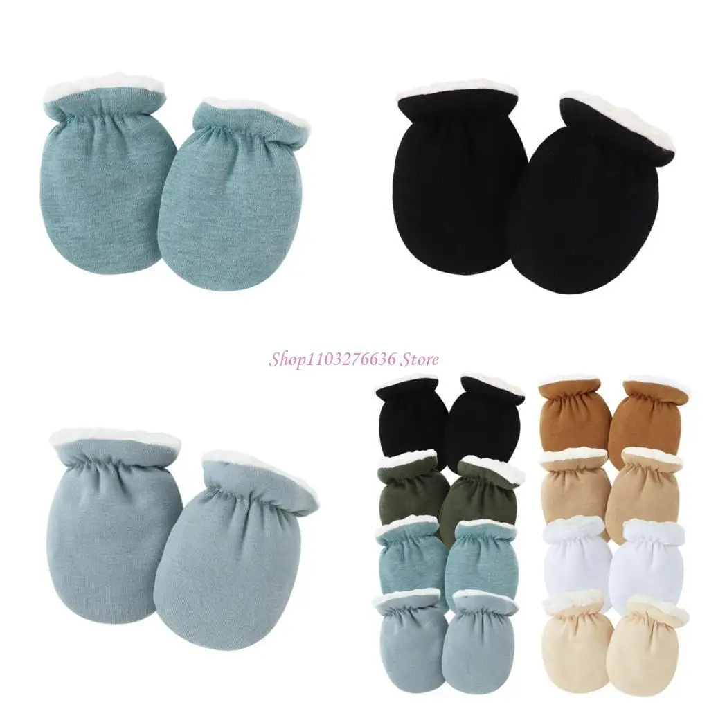 

R6FD Newborns Soft Lamb Wool Gloves Anti-Grab Baby Mittens Prevent Face Scratching with Breathable Fabric for 0-12 Months