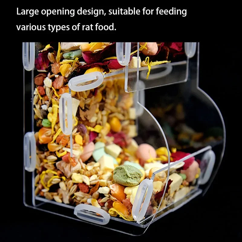 Automatic Acrylic Hamster Small Pets Food Feeding Bowl Plastic Rat Pet Dispenser Feeder Cage Food Bottle Pet Products Large