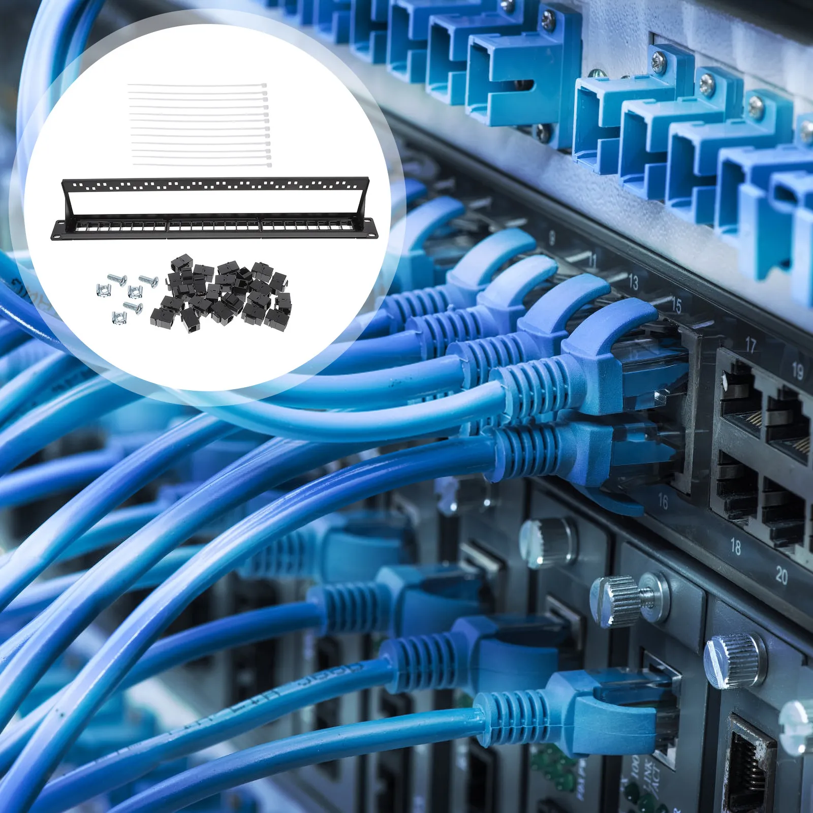 

24-портовая сетевая патч-панель Ethernet, для монтажа в стойку/на стену, Cat5e, аксессуар для кабель-менеджмента