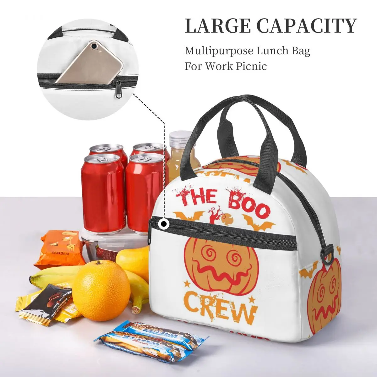 The Boo Crew Lunch Bags Isolados Bento Box Portátil Lunch Tote Sacos de Piquenique Saco Refrigerador para Mulher Menina