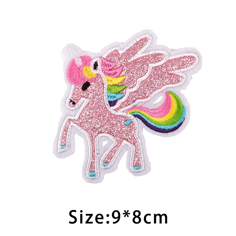 Embroidery Rainbow Unicorn Patches for Clothing Iron On Sew On Cartoon Animal Stickers Jeans Bags Garments Applique Badge