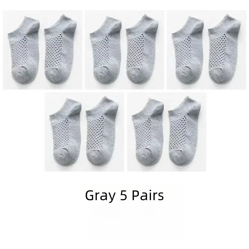 5 Pairs Spring Summer Solid Color Hole Socks Men Casual Soft Breathable Thin Mesh Low Tube Short Mesh Ankle Funny Male Sokken