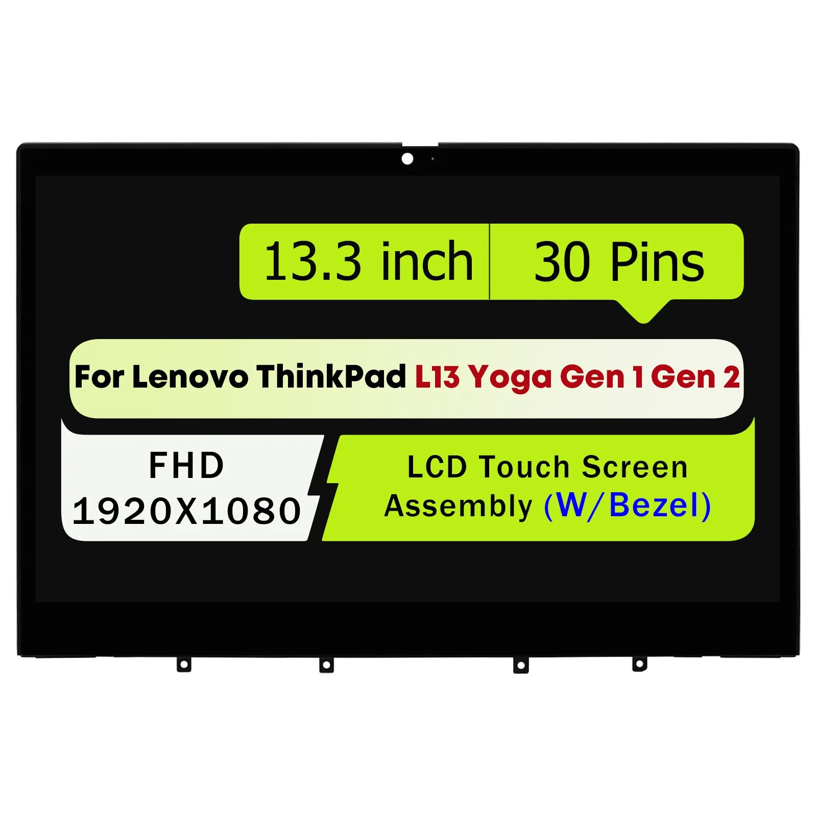 

5M10W64463 For Lenovo ThinkPad L13 Yoga Gen 1 Gen 2 13.3" Laptop FHD LCD Touch Screen Display Panel 1920x1080 30pin
