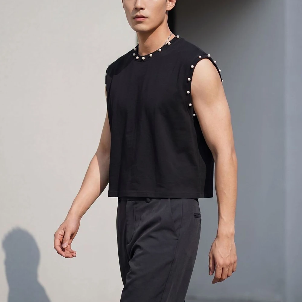2026 Summer New Men's Solid Color Sleeveless Vest American Retro Fashion Trendy Street Casual Loose Breathable Niche Men's Top