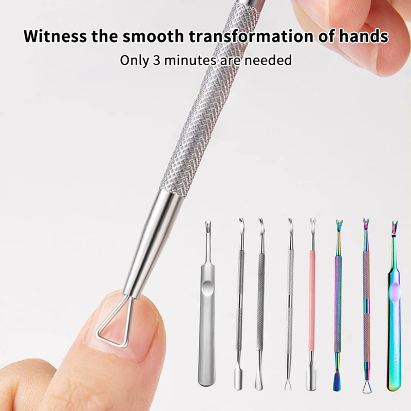 Dual-head Cuticle Remover Dead Skin Pusher Stainless Steel Nail Art Manicure Tool Scraper Nail Cleaner Trimmer