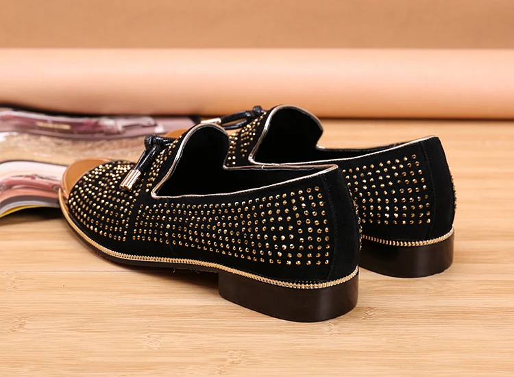 Autumn Metal Soup diamond COW LEATHER Luxurious Commercial affairs Customized Personality Party Socialize Shoes