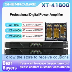 ShennDare XT-41800 4x1800W 8OHM Professional Digital Power Amplifier 4 Channel Line Array Speaker Amplifier DJ Subwoofer Amp