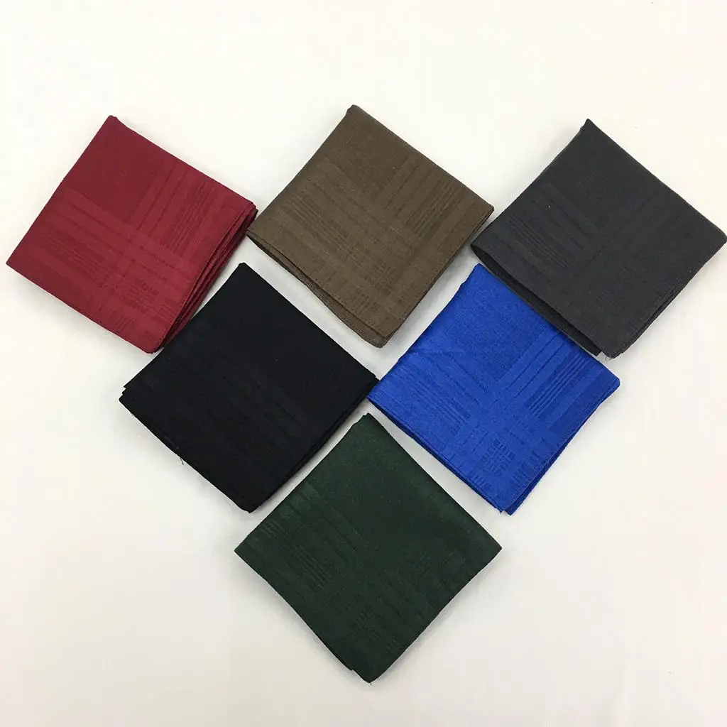 Bandanas carrés de poche en coton uni vintage pour hommes, paquet de 12
