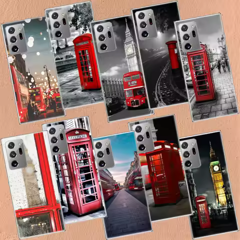 london bus england telephone Phone Case For Samsung Galaxy S22 Ultra S21 Plus S25 Edge S20 S24 S23 FE S10 Plus Cover Shell Clea