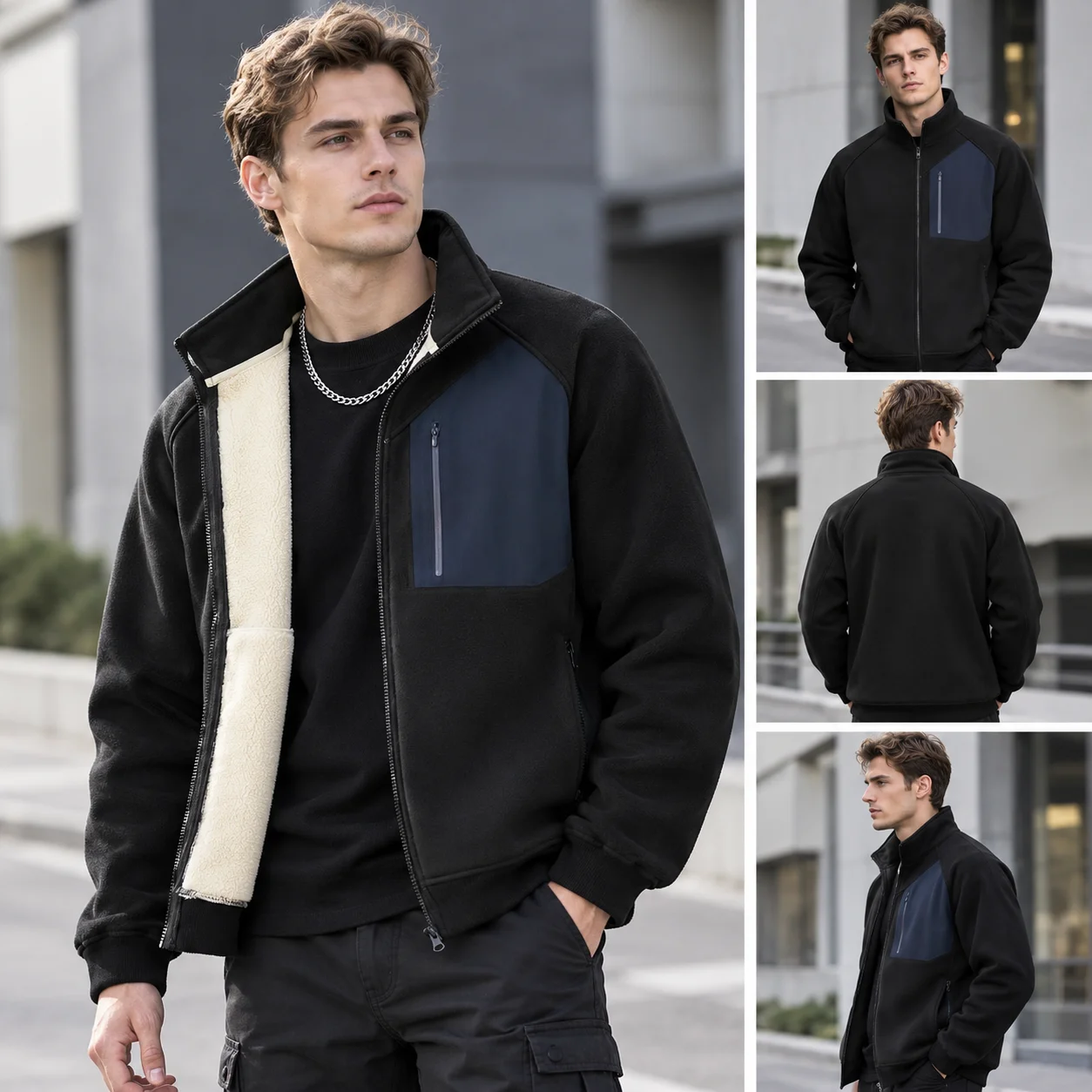 Men's Plus Size 8XL 7XL Fleece Lined Hoodie Jacket Warm Loose Fit Long Sleeve Open Front Sweatshirt Casual Winter Coat Outerwear