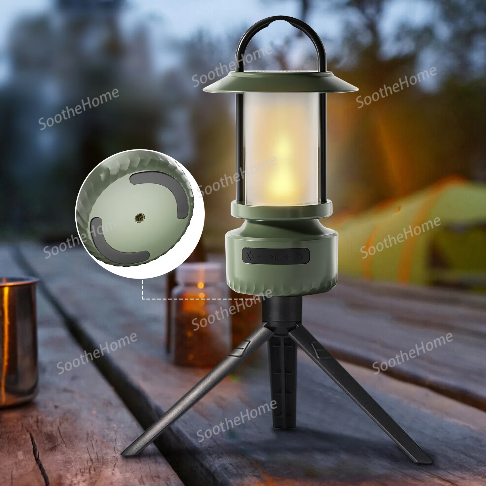 New Portable Retro Camping Light USB Charging Tent Light LED Retro Horse burner Flame Light Bluetooth Speaker