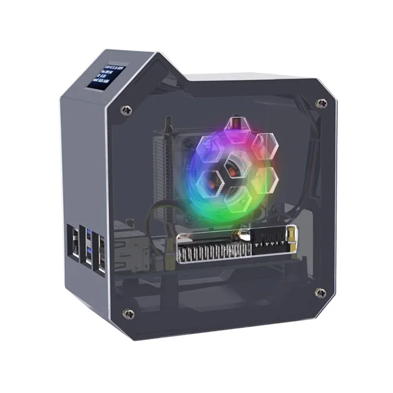

Комплект мини-вентилятора ABFM для Raspberry Pi 5 с 4-контактным портом JST и OLED-дисплеем 0,96 дюйма, активный охлаждающий комплект