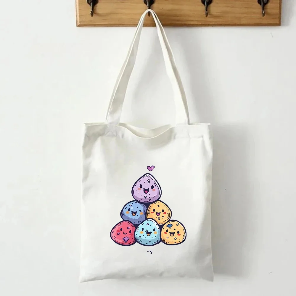 

Potato Pattern Printed Canvas Tote Bag Organizer Cute Casual Shoulder Bag Large Capacity Travel Handbag Reusable Shopping Bags