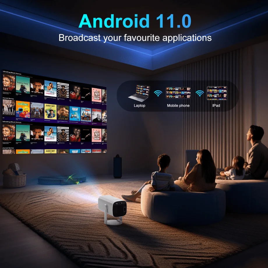 K2N Mini Projector Portable 4K Support with 270° Rotatable Auto Keystone Native 1080P 22000 Lumens Home Cinema pro