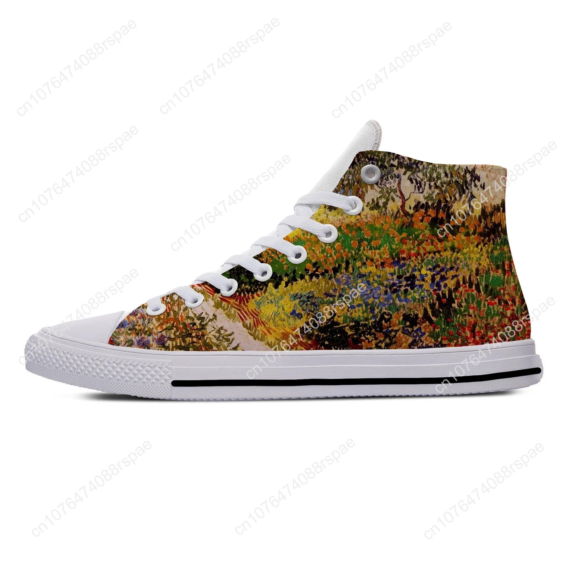 Van Gogh Olieverfschilderij Esthetische Sterrennacht Coole Casual Stoffen Schoenen Hoge Top Lichtgewicht Ademende 3d Print Dames Sneakers