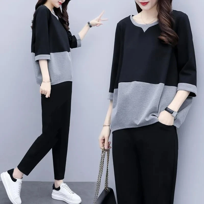 

Summer Suit Women's 2022 New Fashion Wild Loose Two-Piece Casual Pencil Pants Temperament Slim Lady Suit M613