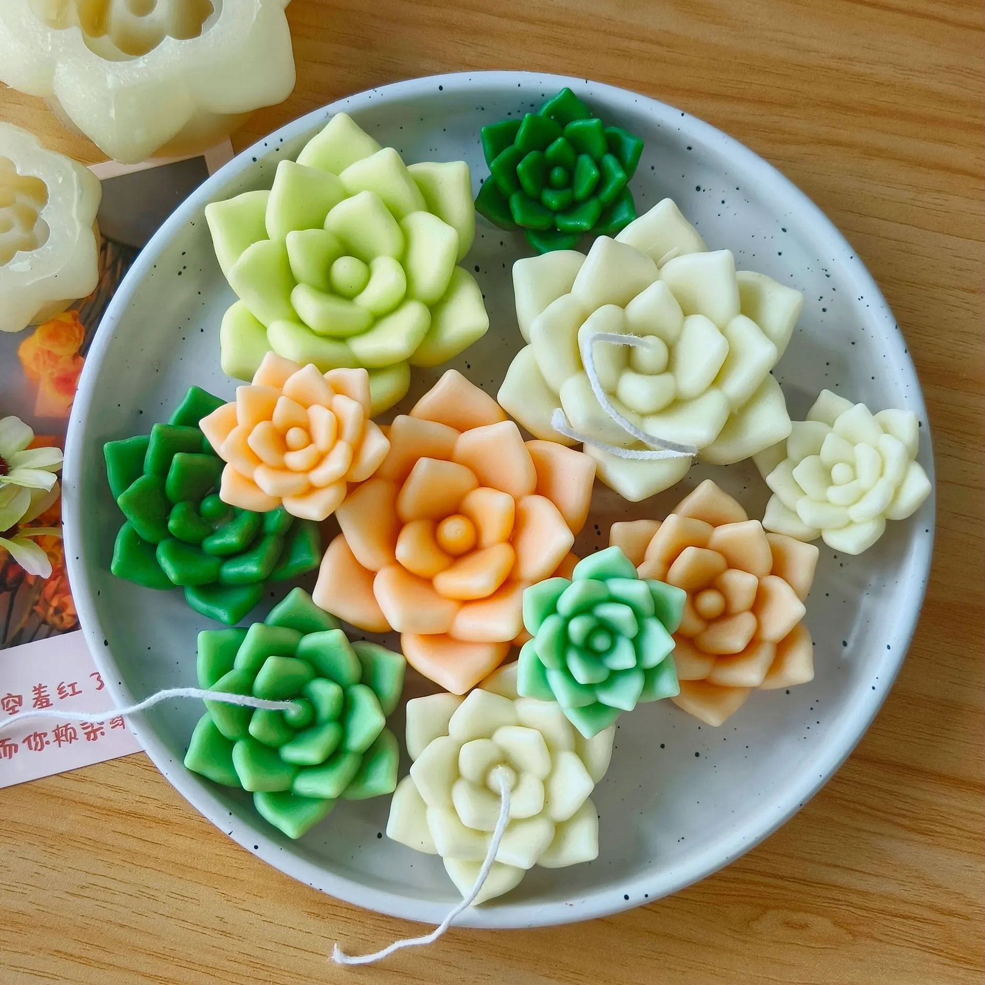 

3D Succulent Candle Silicone Mold DIY Handmade Plant Flowers Soap Plaster Crafts Resin Mold Chocolate Candy Cake Baking Tools