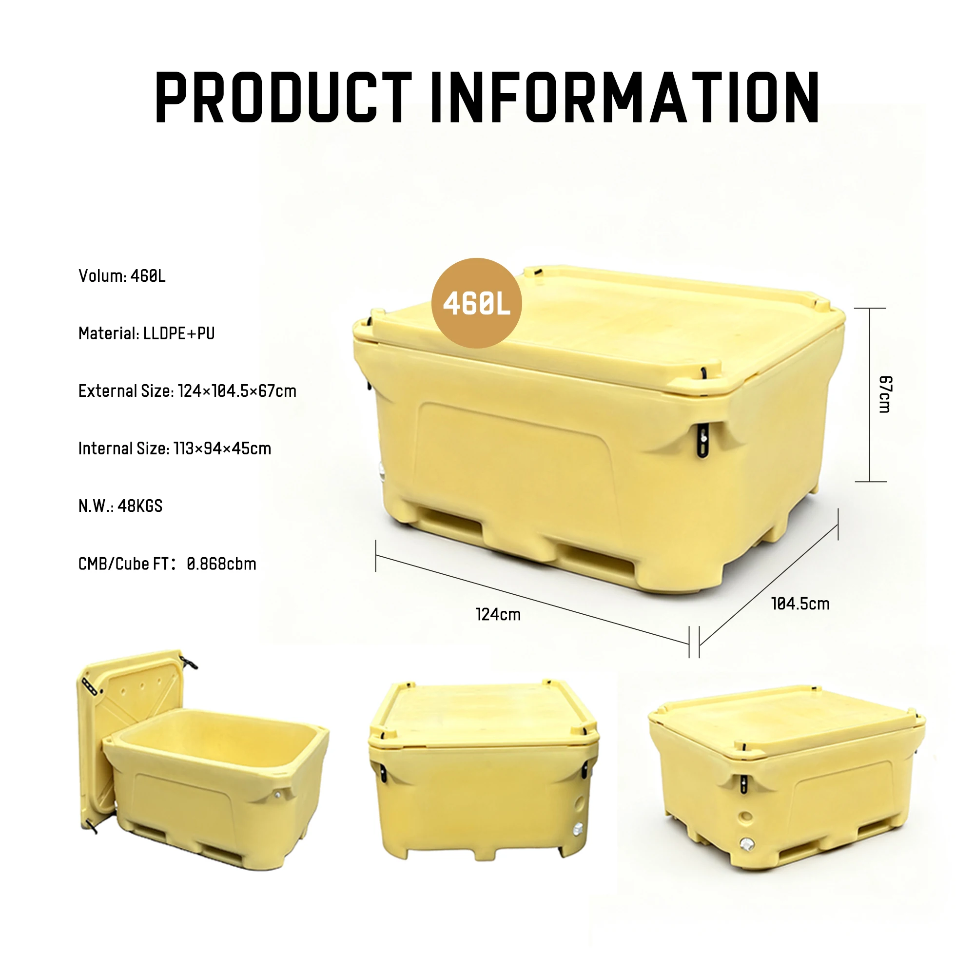 Custom Smak Plastics Insulated Fish Box Large Capacity 460L OEM&ODM Dry Ice Cooler Box Cold Chain Seafood Processing