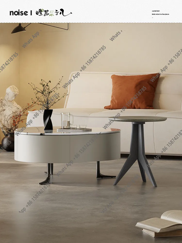 Nordic flower coffee table limestone surface small apartment modern simplicity high sense artistic personality marble