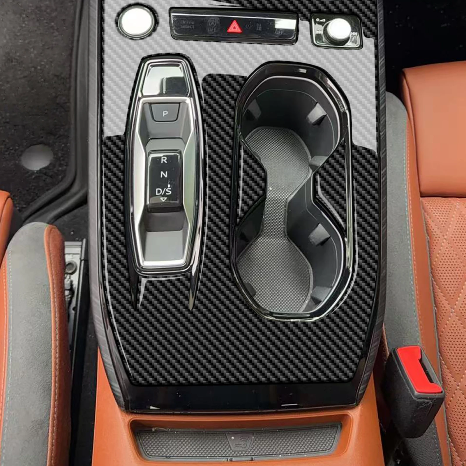 Real Soft Carbon Fiber Sticker for Audi A5 S5 B10 A6 e-tron 2025 2026 RHD LHD Automatic/AT Car Gear Shift Panel Accessories