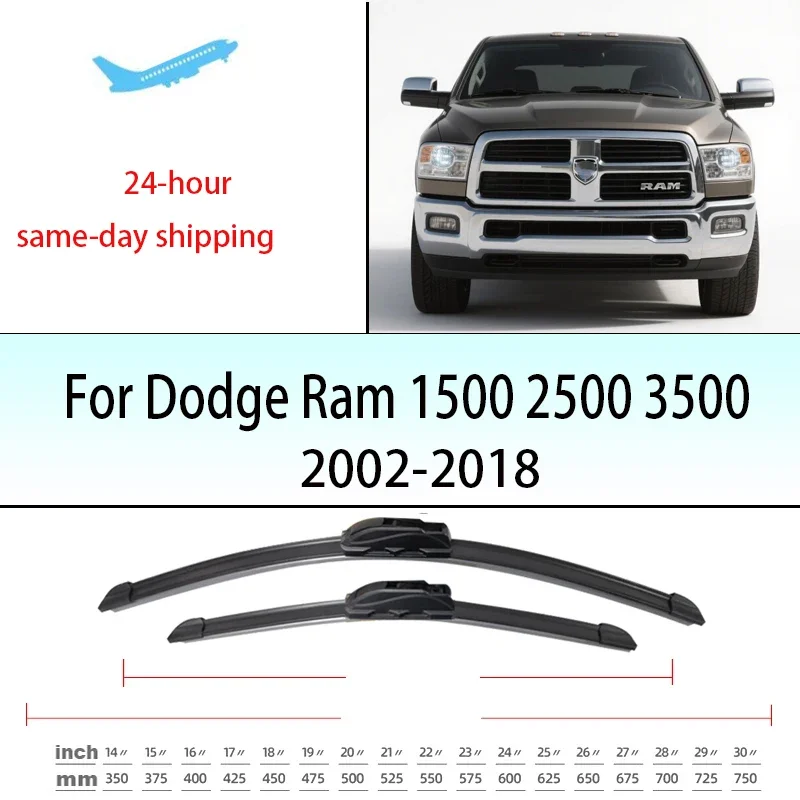 For Dodge Ram 1500 2500 3500 2002-2018 Front Windshield Wiper Blades 2pcs Windscreen Window Accessories 2003 2005 2008 2015 2017