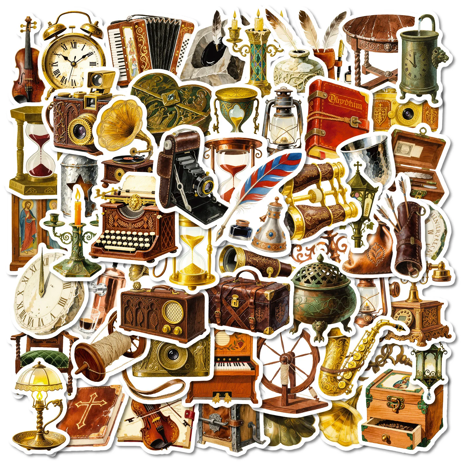 56PCS Brown Series Retro Home Furnishing Graffiti Sticker Artistic Style Cartoon Decal Notebook Phone Guitar Classic Kid Toys