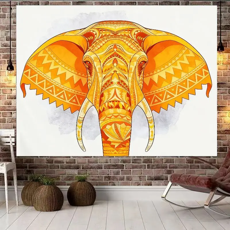 VIKAMA Boho Wall Art Tapestry, Retro Elephant Design Bedroom Living Room