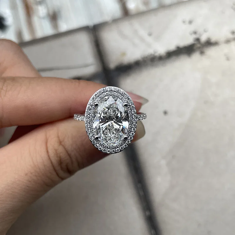 5CT البيضاوي الماس خاتم الخطوبة IGI مختبر نمت الماس DEF VS-VVS المخفية هالة البلاتين 950 خاتم للنساء مجوهرات الحفلات #2