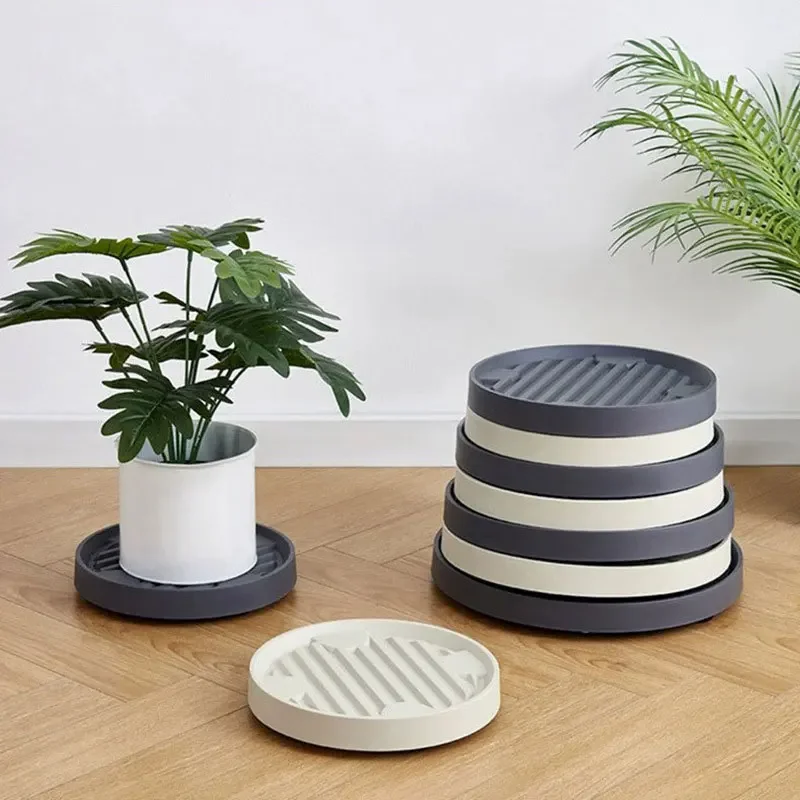 Flower Pot Tray with Wheels Removable Round Movable Planter Trolley Dolly Pallet Outdoor Indoor Tree Flower Plants Stand