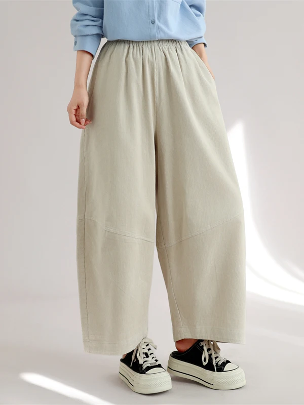 Loose Wide Leg Pants Women's Casual Pants Scythe Pattern Vintage Style Comfortable Fit Ladies' Trousers Autumn Collection
