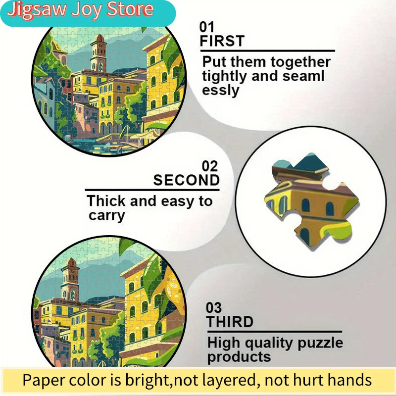 Puzzle a tema viaggio di Sorrento, Italia - Paesaggio italiano vivace di 20x30 pollici con limoniere e città costiera, cartone resistente