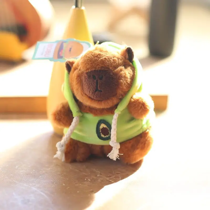 Cute Cartoon Capybara Pendant Keychain Plush Toy Doll Bag Hanging Ornaments Lovely Kapila Doll with Clothes Animal Keyring image 6