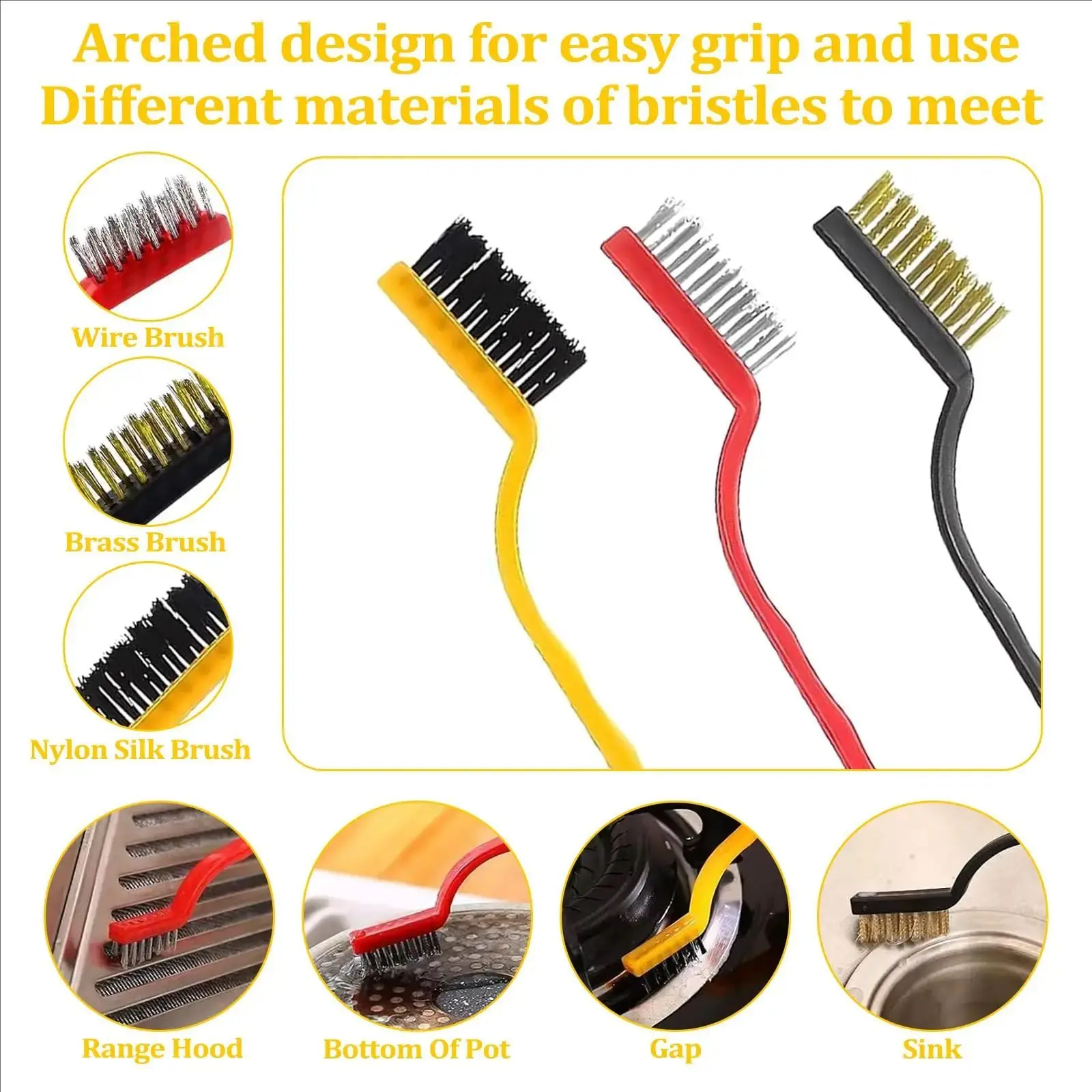 Cleaning Tool Set Multi-Surface Durable Brush Scraper for Gas Stove Range Hood Grime Removal Tools Home Outdoor Cleaner - view 3