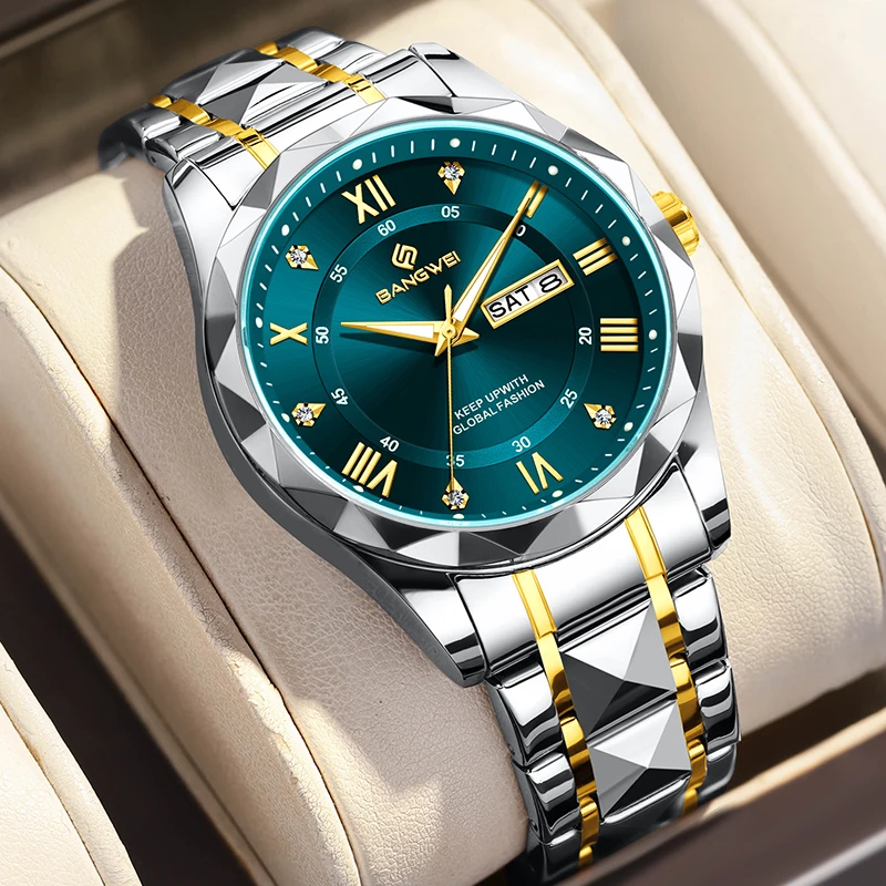 

BANGWEI новые роскошные мужские часы LIGE модные повседневные кварцевые наручные часы 30 м водонепроницаемые светящиеся стальные мужские часы Reloj Hombre 2026