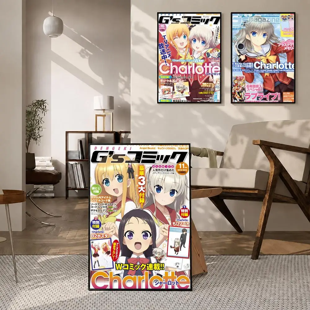 Anime Charlotte Poster High-definition  stickers, suitable for bedroom, living room, home decoration