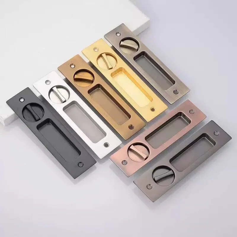 Home Multi-Room Sliding Door Hook Lock, Heavy-Duty Black with Key Practical Handle Lock for Balcony Kitchen Bathroom