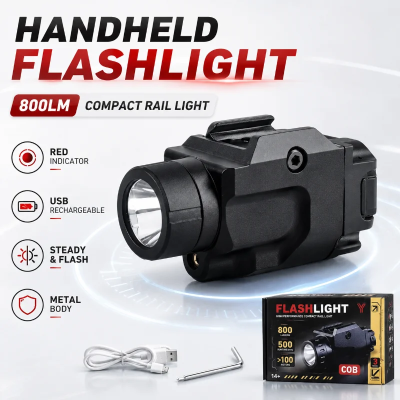 20mm Rail Clamp Under Mount Light Accessory 800LM Lamp with Red Marker Light Hobby Model DIY Parts