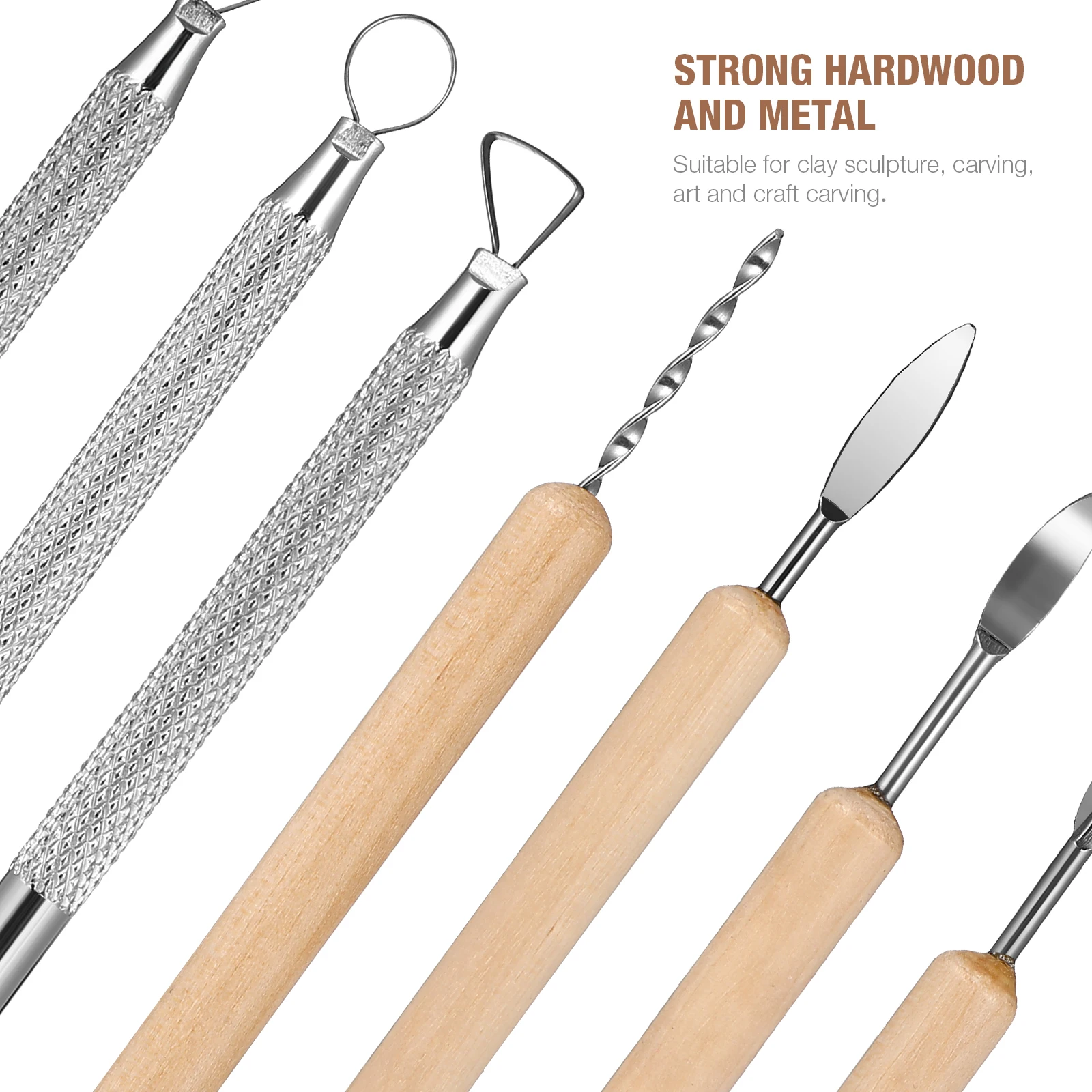 

14pcs Clay Set for Pottery Sculpting Wood Metal Shaping Engraving Ceramic Crafts Storage Bag