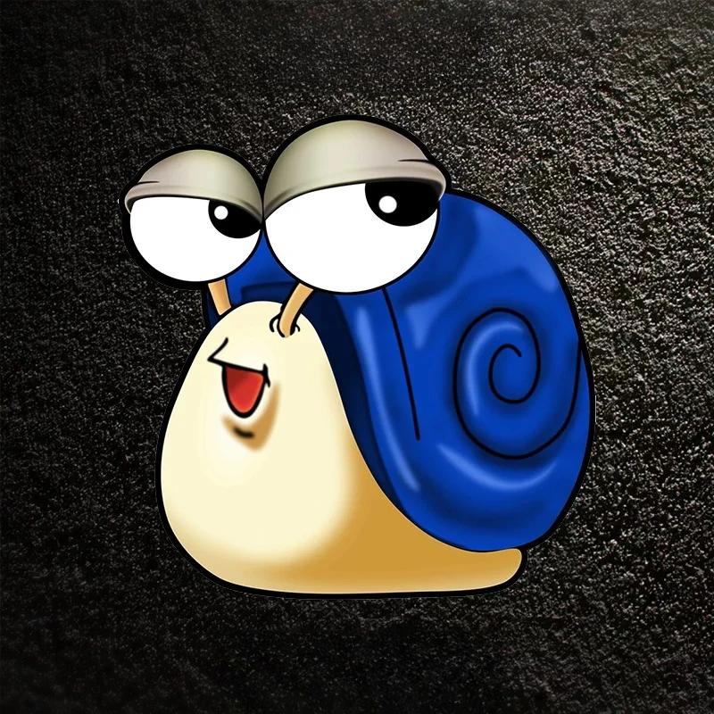 Cute cartoon blue snail sticker with fun design, perfect decoration for motorcycle, car body and windshield.