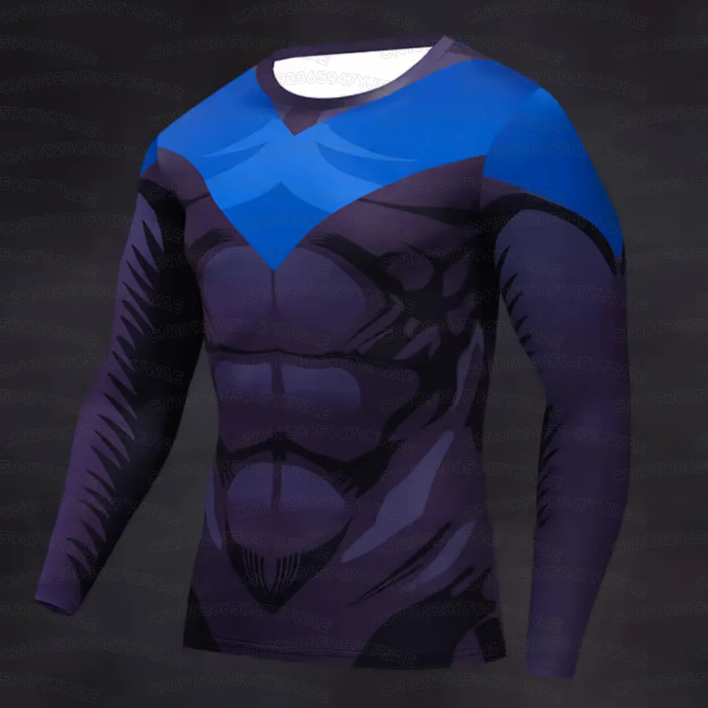 Sommerliches Herren- und Damen-T-Shirt mit Nightwing-Motiv, schnelltrocknend, kurzärmelig, lässig, Sportbekleidung, für Fitnessstudio, Training und Sport. – Detail 7