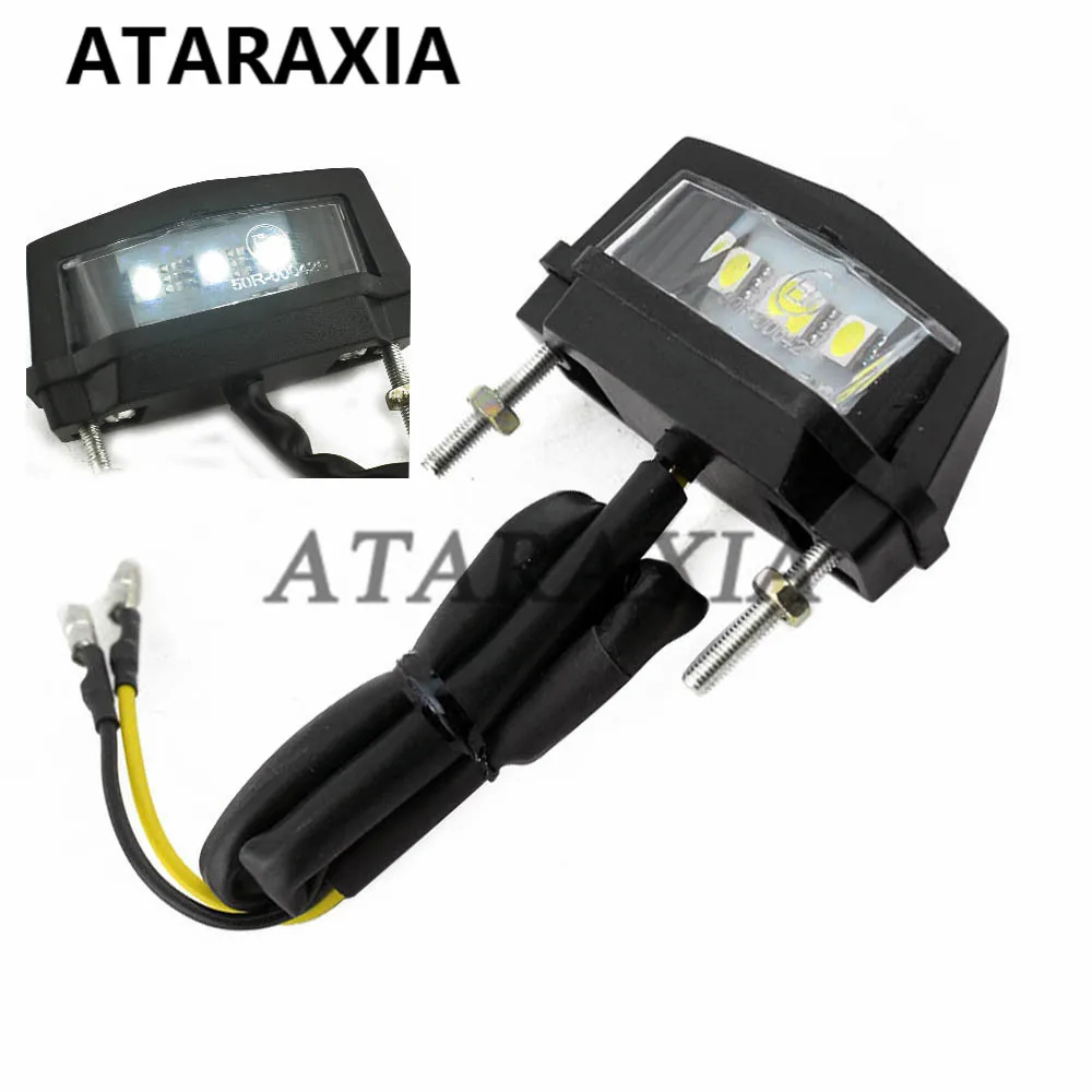 Universal Motorcycle White LED License Plate Light 12V Rear Tail Number Light Bike Lamp for Honda Kawasaki Yamaha Suzuki E-mark