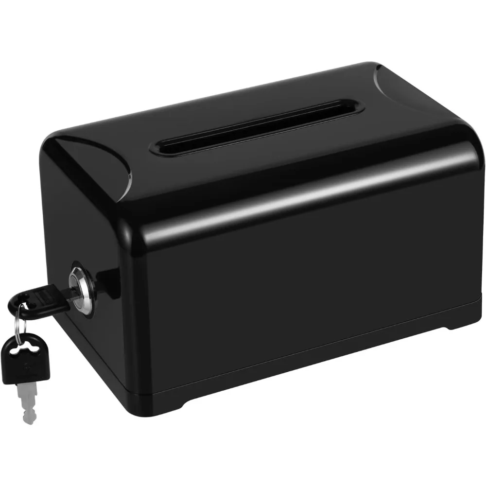 Polmart Tip/Donation/Suggestion/Business Card Collection Box with Lock (Black), 12-Pack