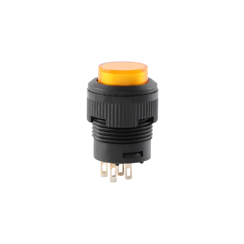5Pcs R16-503 Power Switch R16 Push Button Switch R16-503B R16-503A LED Latching Reset Button 2P 4P Momentary Self-lock No Lock