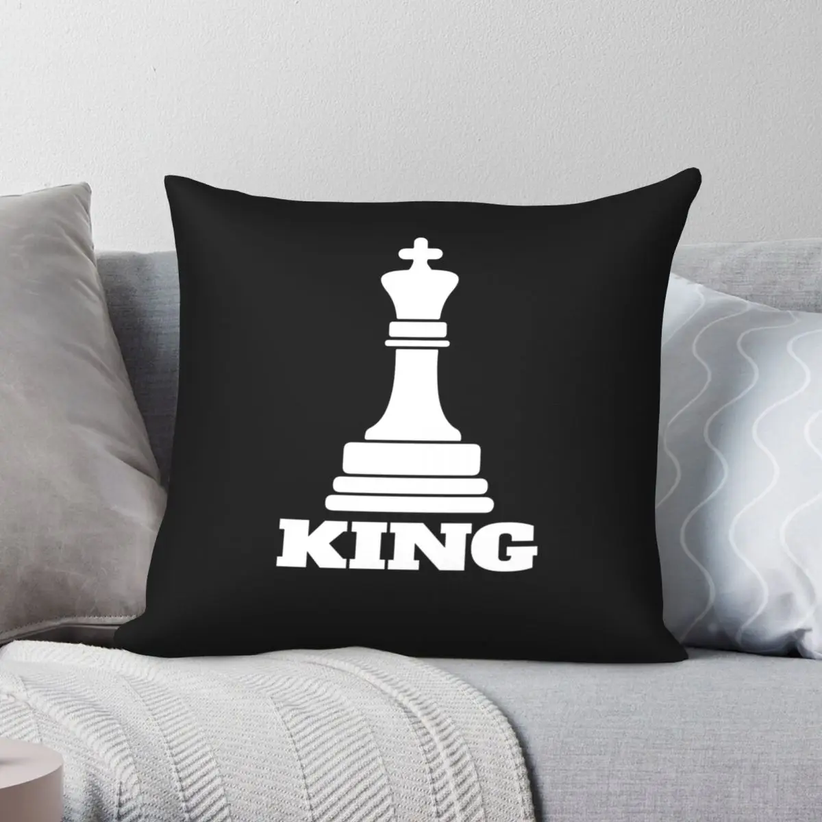 Chess Piece King V3 Square Pillowcase Polyester Linen Velvet Creative Zip Decor Pillow Case Home Cushion Cover Wholesale 45x45