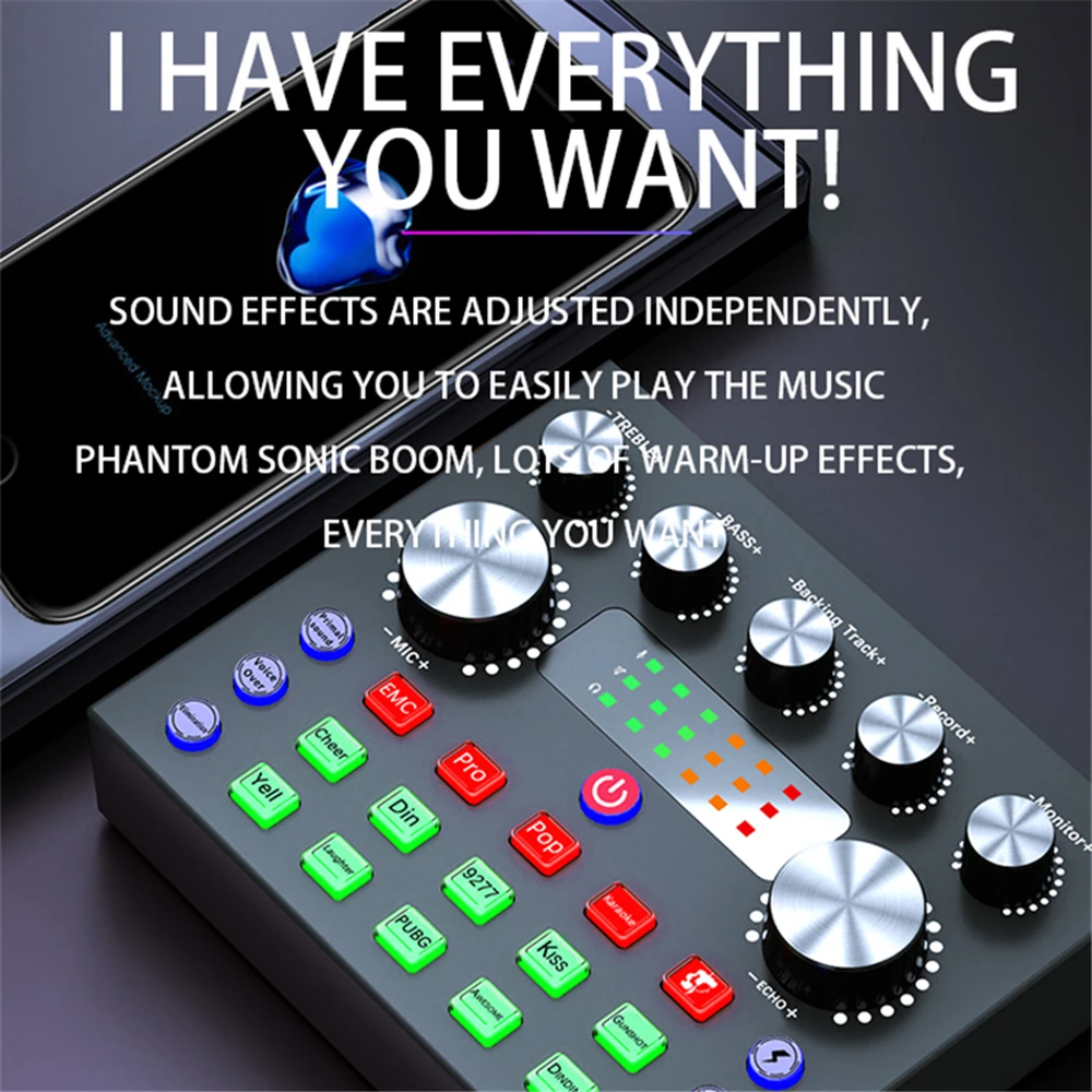 Bluetooth Tương Thích Âm Thanh USB Card Âm Thanh Gắn Ngoài Tai Nghe Micro Webcast Cá Nhân Phát Sóng Trực Tiếp Cho Điện Thoại Máy Tính