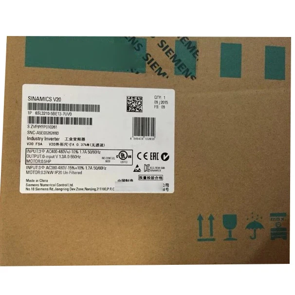 جديد الأصلي 6SL3210-5BE13-7UV0 V20 العاكس 0.37 كيلو واط 380-480 ثلاث مراحل التيار المتناوب بقعة